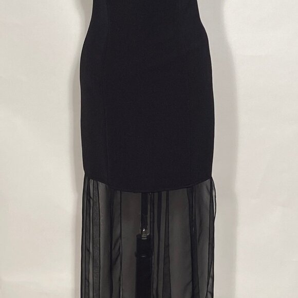 1980s Black Beaded Bodice & Car Wash Scarf Bottom Dress - Picture 1 of 8